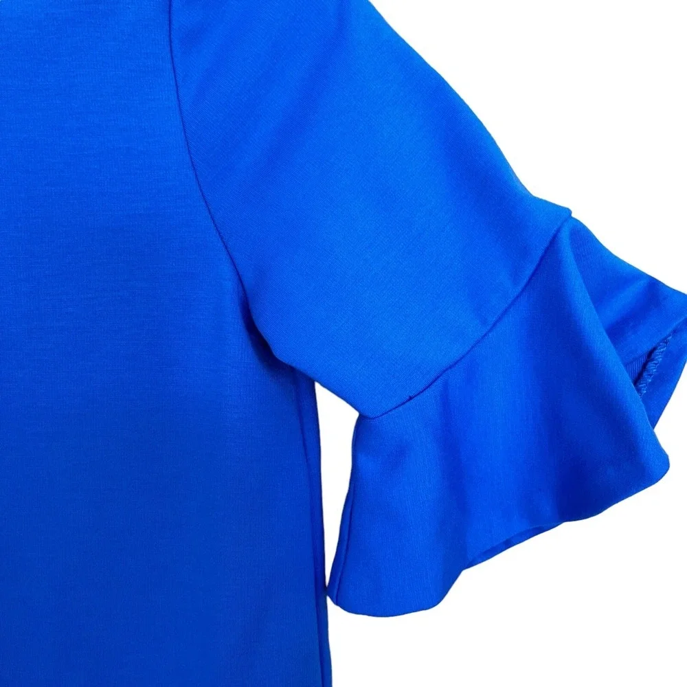 Polo Ralph Lauren Dress Girls Size 12 Blue Short Sleeve Ruffle Hem Casual